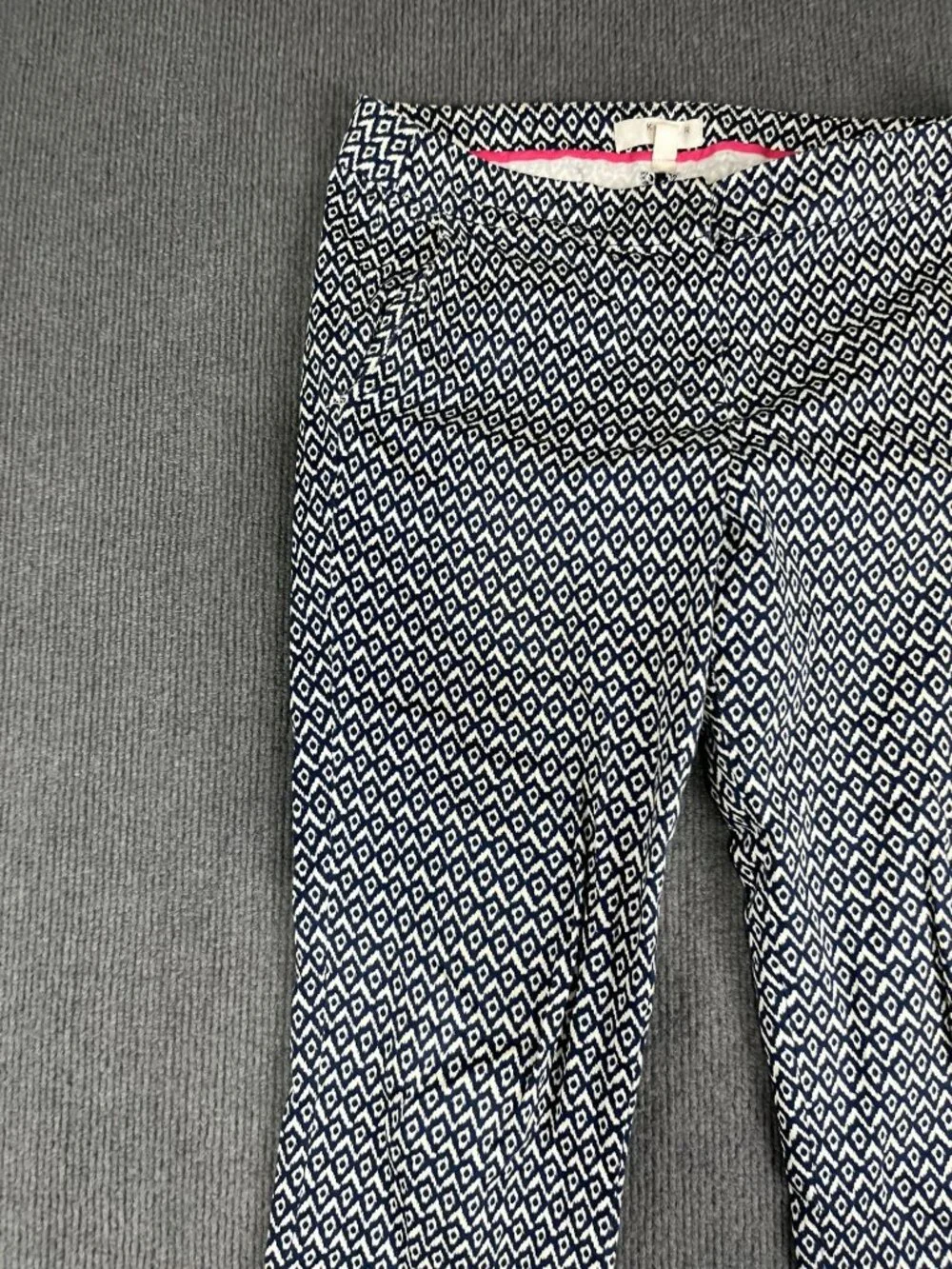Kenar Womens Navy & White Geometric Print Cropped Pants Size 8